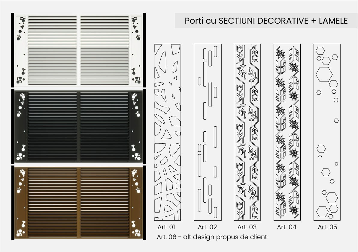Porți cu secțiuni decorative
